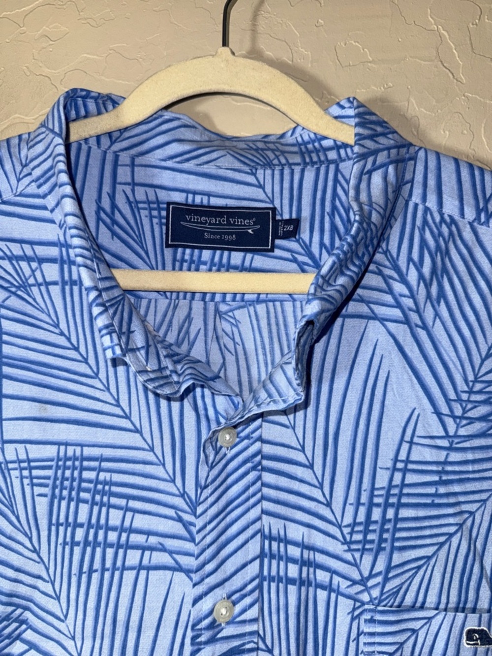 Vinyard vines 2xb blue tropical print short sleeve button up shirt - Picture 3 of 6